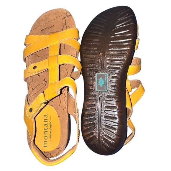 Montana Yellow Sandals with Strappy Design and Comfortable Cork Sole - Picture 2 of 7